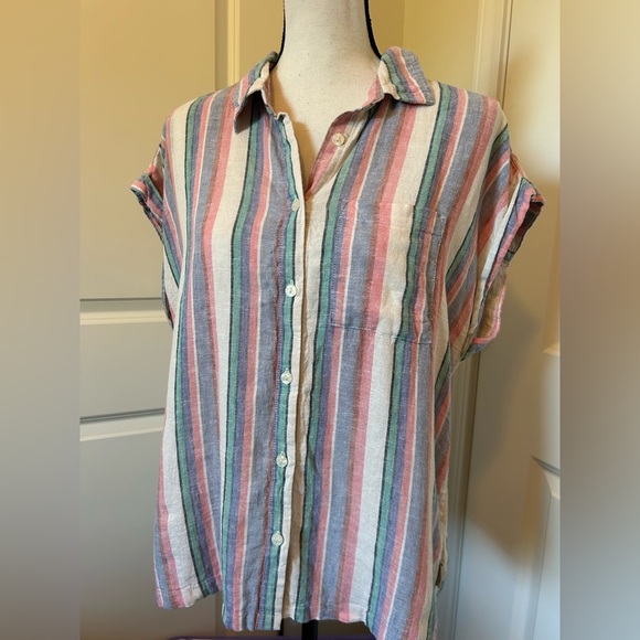 Orvis linen Striped Button-Up Shirt - Picture 1 of 6